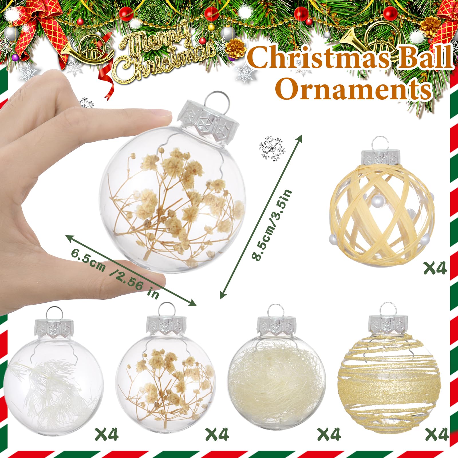 Palline Di Natale, Set 103 Addobbi Natalizi In Plastica, Decorazioni Per Albero In Vari Design Rosso Bianco Relaxdays 92591767