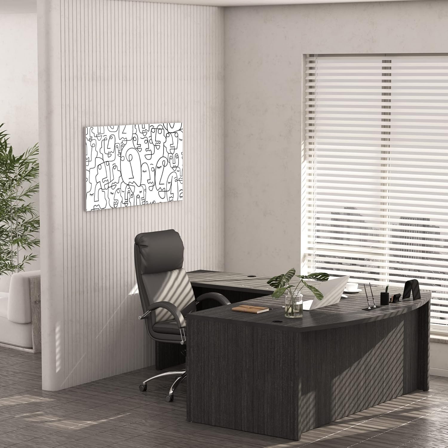 GINO Collection, 67" W L Shape Executive Office Desk with Two File Cabint - Right Return