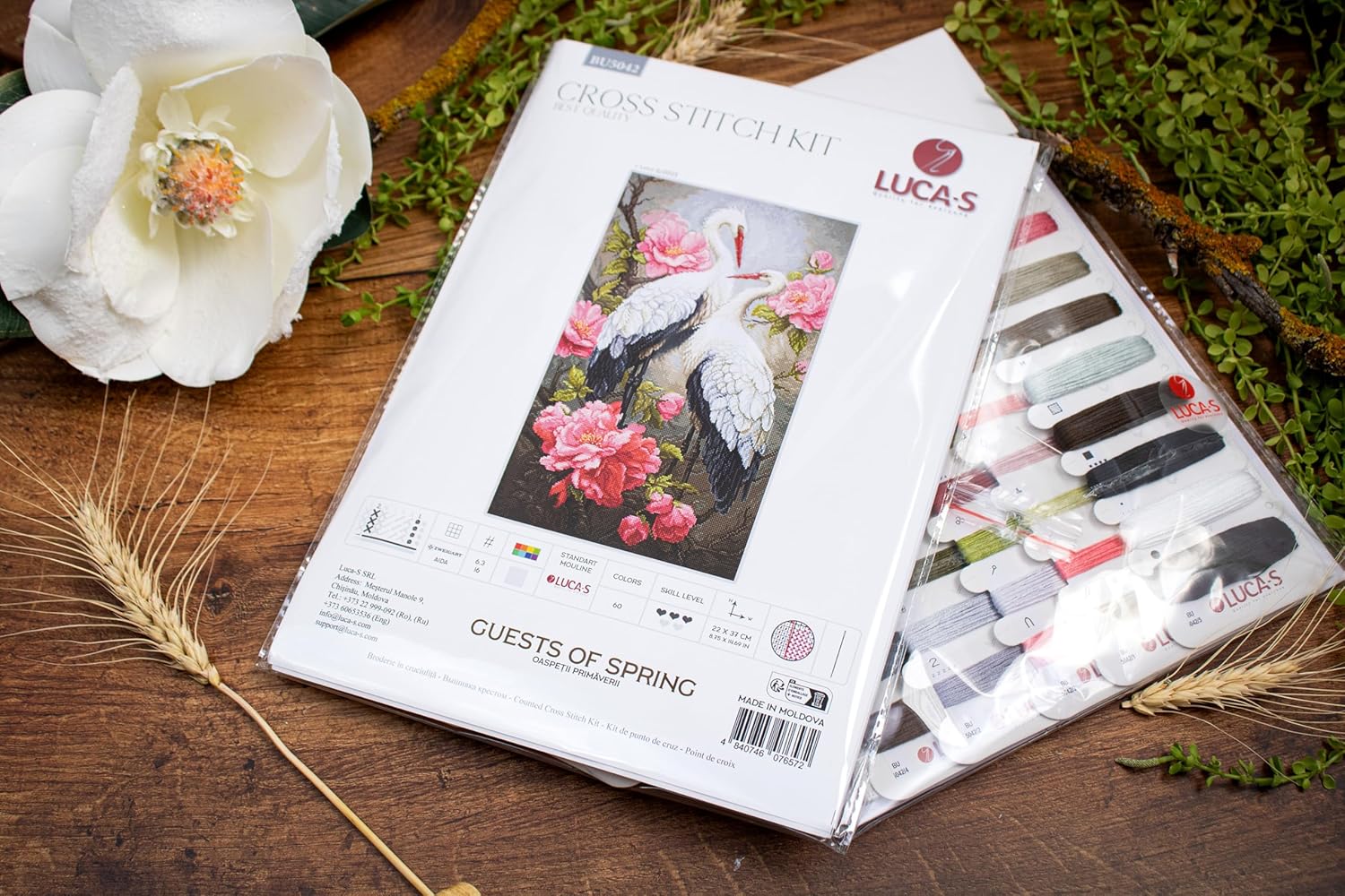 Luca-S Cross Stitch Kit Guests of Spring, BU5042, Counted Cross Stitch Kit for Adults, Needlecraft and Embroidery Kit, By the yard