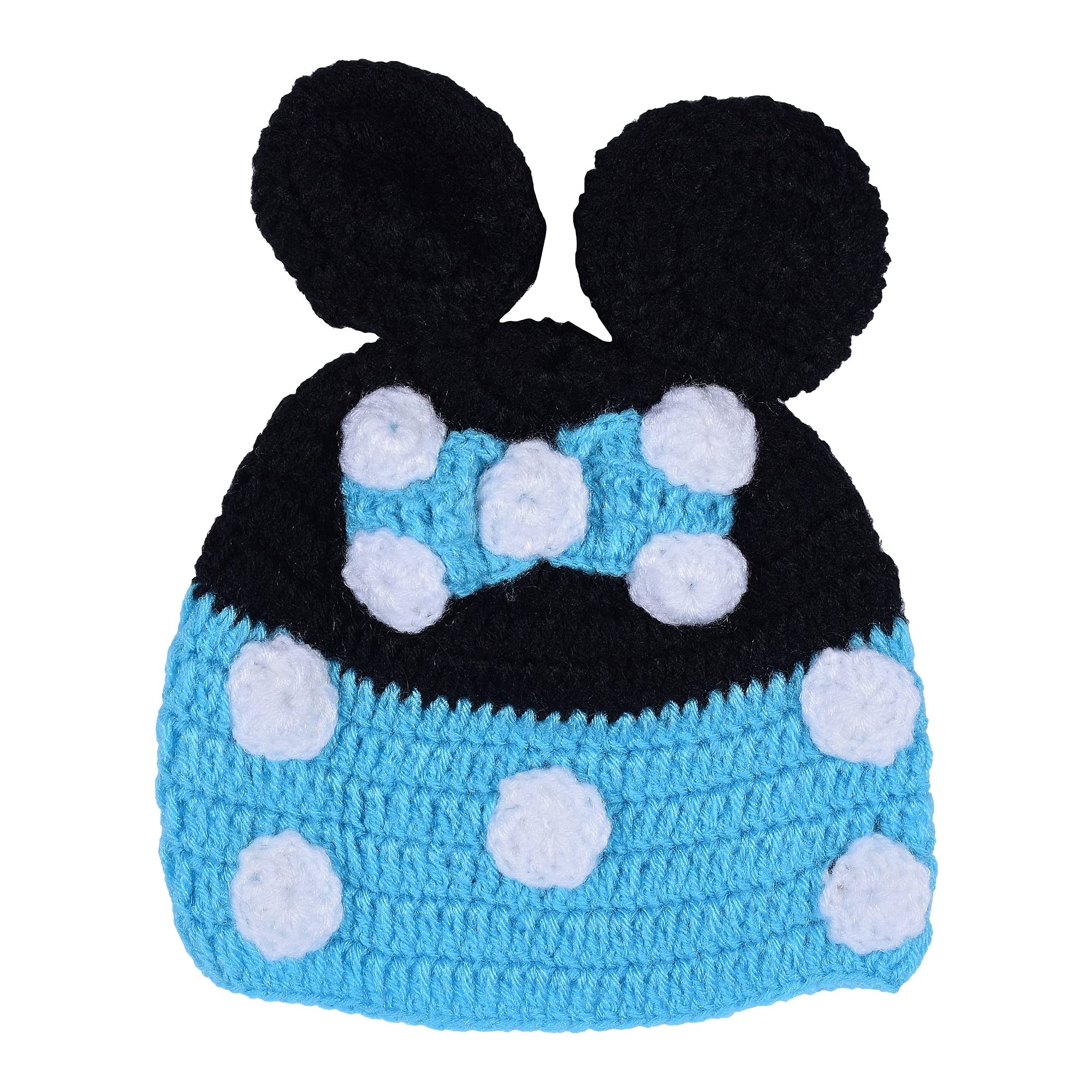 Mother Warmth Handmade Knitted Micky Mouse Cap for Baby Boys & Girls New Born Baby Warm Birthday Showers (0 Months - 3 Years) Made in India