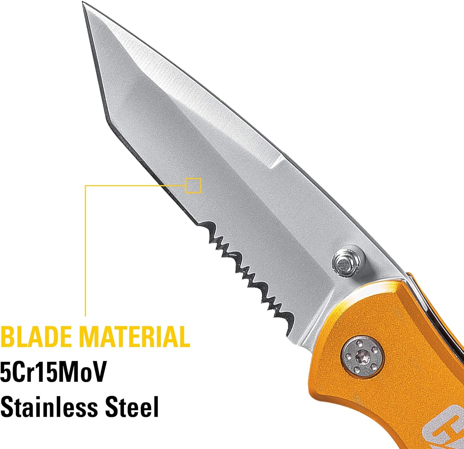 Cat 6-5/8-Inch Tanto Blade Folding Knife – 5Cr15MoV Stainless Steel, Gold Anodized Aluminum Handle, Dual Thumb Stud, Pocket Clip, Liner Lock – EDC Folding Knife - 980011