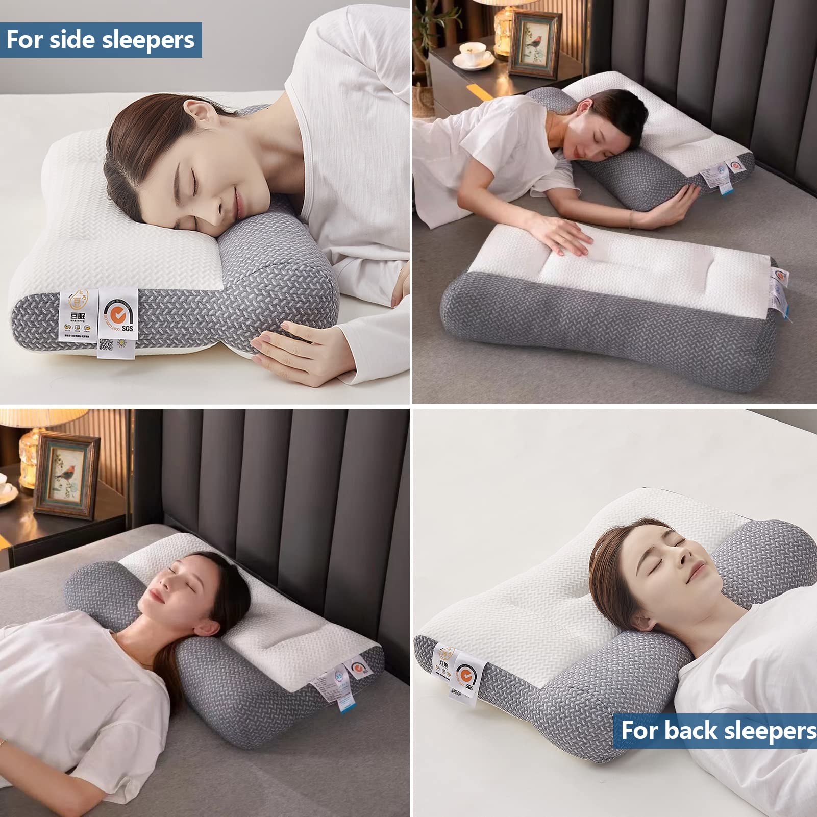 poduszka do spania Poduszka ergonomiczna, poduszka ortopedyczna szyjki macicy, regulowana ergonomiczna poduszka ortopedyczna do łóżka odpowiednia do wszystkich pozycji spania, ulga w bólu pleców i ram