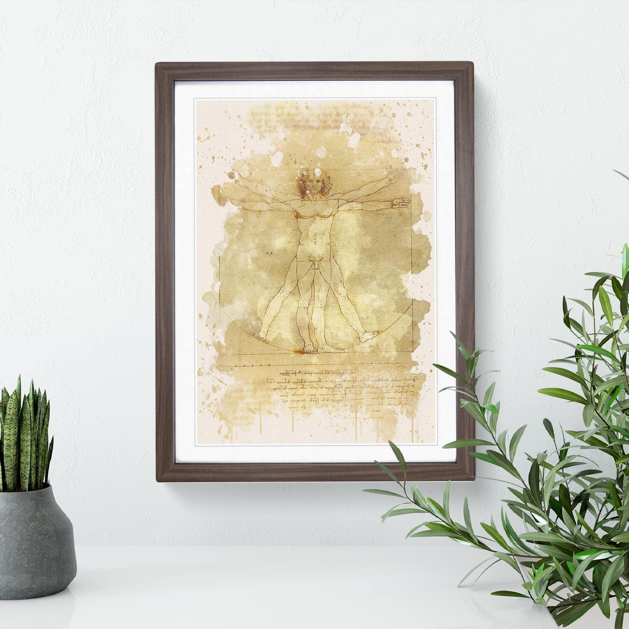 Leonardo Da Vinci The Vitruvian Man Vitruviano Modern Fc Framed Wall Art Print - Image 2