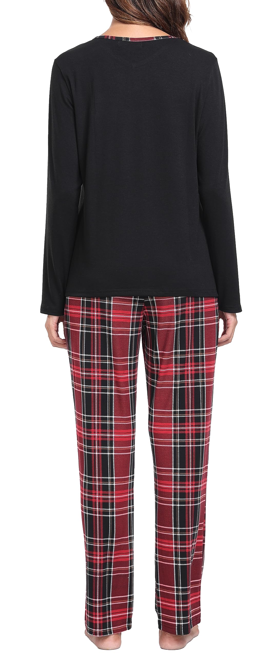 Lovasy Pigiama Donna Manica Lunga Pantaloni Lunghi Casual Scollo a V Top con Motivo a Pois Carino con Tasca Due Pezzi