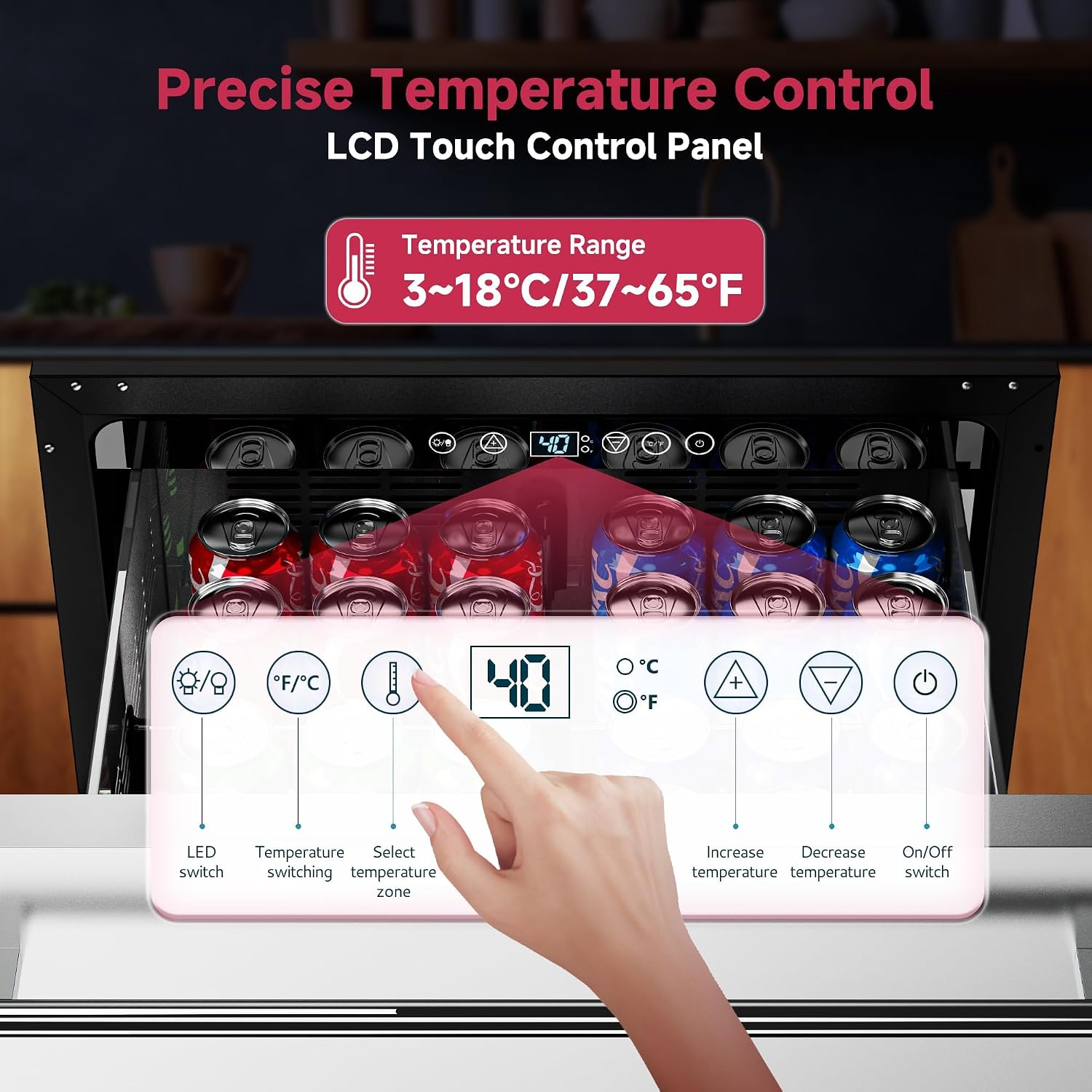 Icyglee 24 Inch Under Counter Drawer Fridge, Stainless Steel Beverage Refrigerator Built-In For Home & Commercial Use, Stainless Steel Silver, Outdoor Refrigerator for Soda, Beer, Wine thumbnail