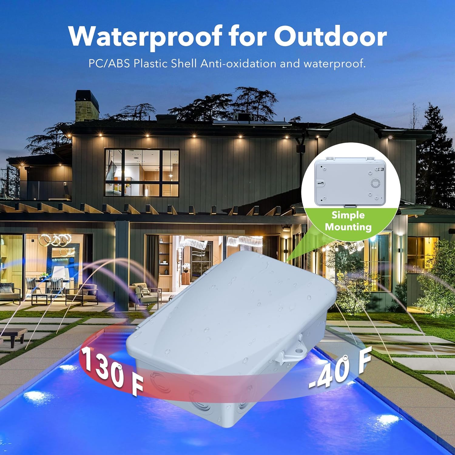 BN-LINK Pool Pump Timer Outdoor Mechanical Timer Box, Heavy Duty 24 Hour Programmable, 2HP 40A Max, 120, 240, 277 VAC, for Pool Pump, Water Heater, Fans, SPA