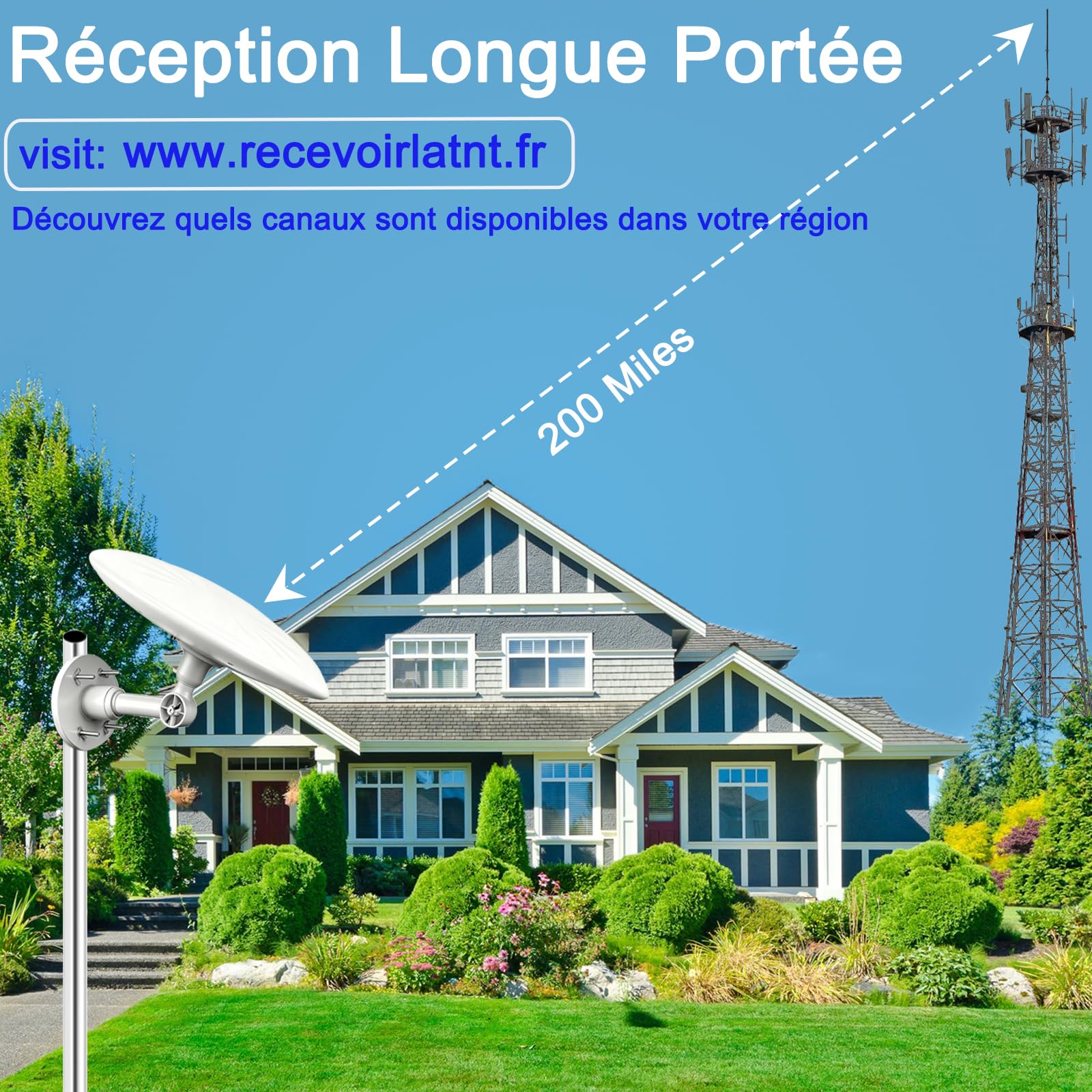 Antenne TV Exterieure Puissante DVB-T/DVB-T2, Antennes TNT Exterieur | Réception Omnidirectionnelle 720° Antenne TNT Exterieur Puissante, pour Camping Car, Caravane, Fourgon, Van, Camion, Bateau