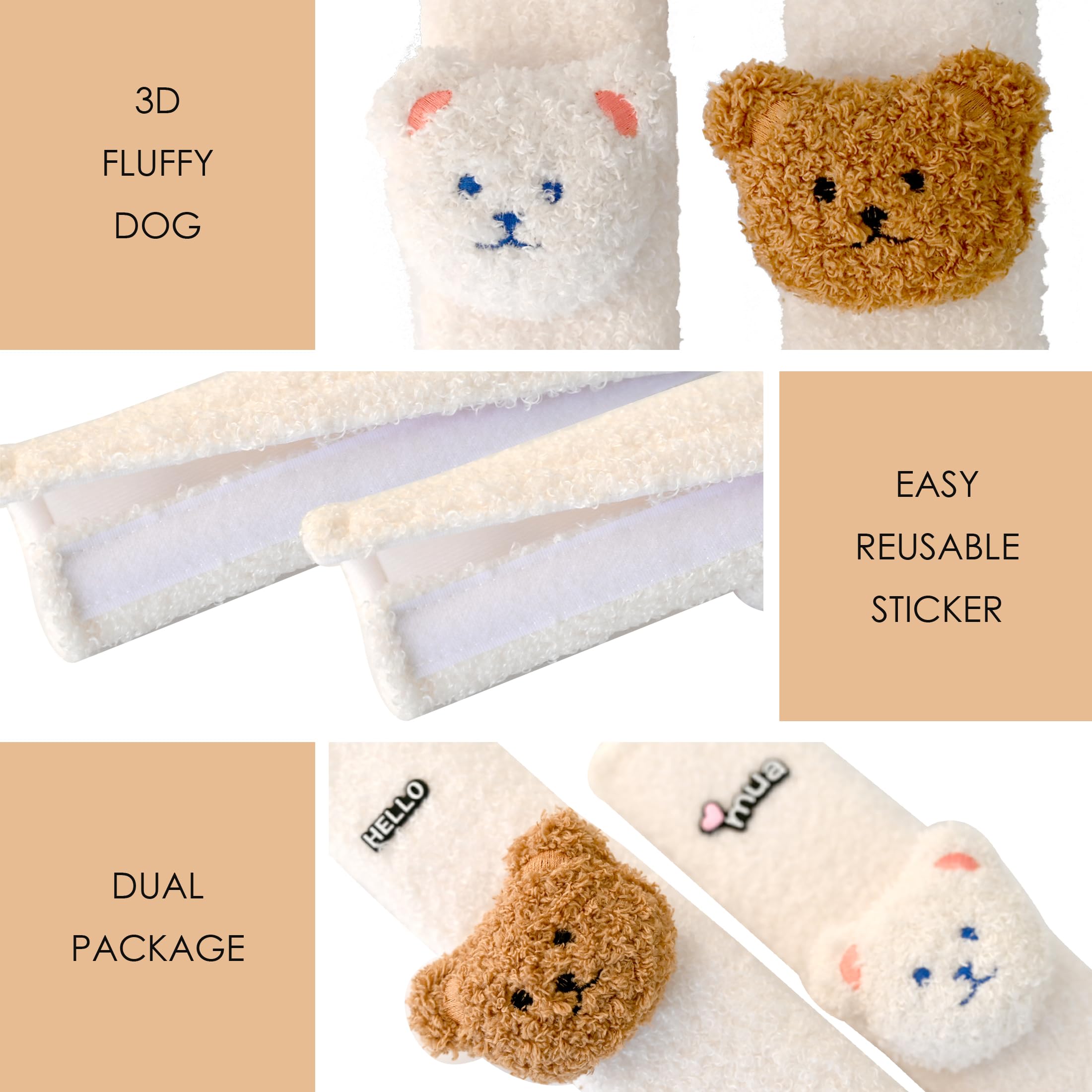 MOMOJULI 2 Seat Belt Cover Pad,Cute Shoulder Seatbelt Strap Cushion Plush Fluffy Covers for Kids or Adults - Image 2