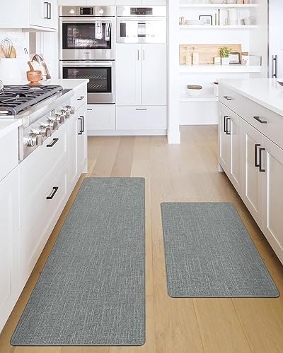 Miniatura 1 de LUMI Juego de 2 tapetes de cocina ultrafinos para suelo de cocina, antideslizantes, lavables, juego de 2 tapetes para suelo de cocina, parte