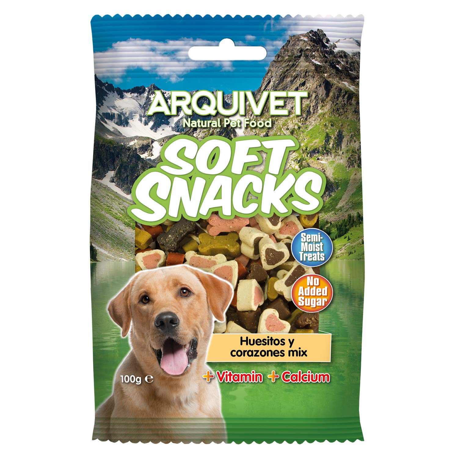 ARQUIVET Soft Snacks Huesitos y Corazones Mix 100 gr para Perro - Snacks, golosinas, chuches, premios y recompensas caninas - Alimento para complementar su Dieta