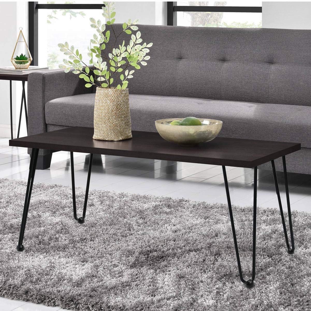 AECOJOY 16" Black Hairpin Legs, 3/8" Diameter, Set for 4 Heavy Duty 2 Rods Table Legs, for DIY Desk, Stand, Bench