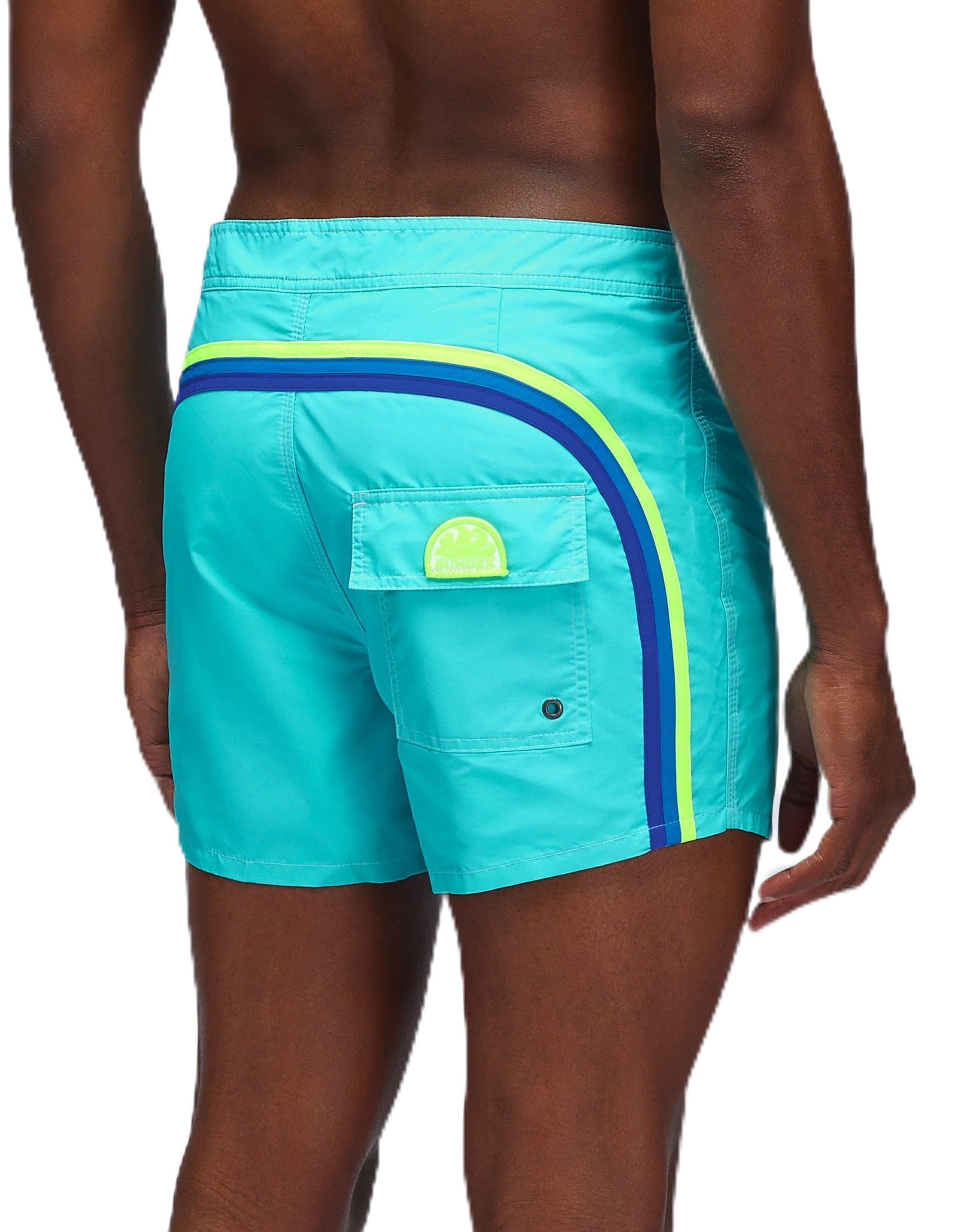 SUNDEK Mens Fixed Waist Boardshort, Swim Trunks 14" Length 3" Inseam, 05202 - Marine 02, 32