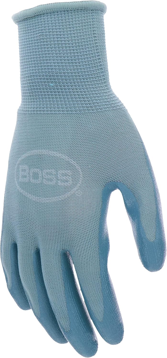 Boss Women's Grip Nitrile Coated Work Gloves, 5-Pack, Abrasion Resistant, Water Resistant, High Dexterity, Enhanced Grip, Large, Teal, (B31201-WL5P)