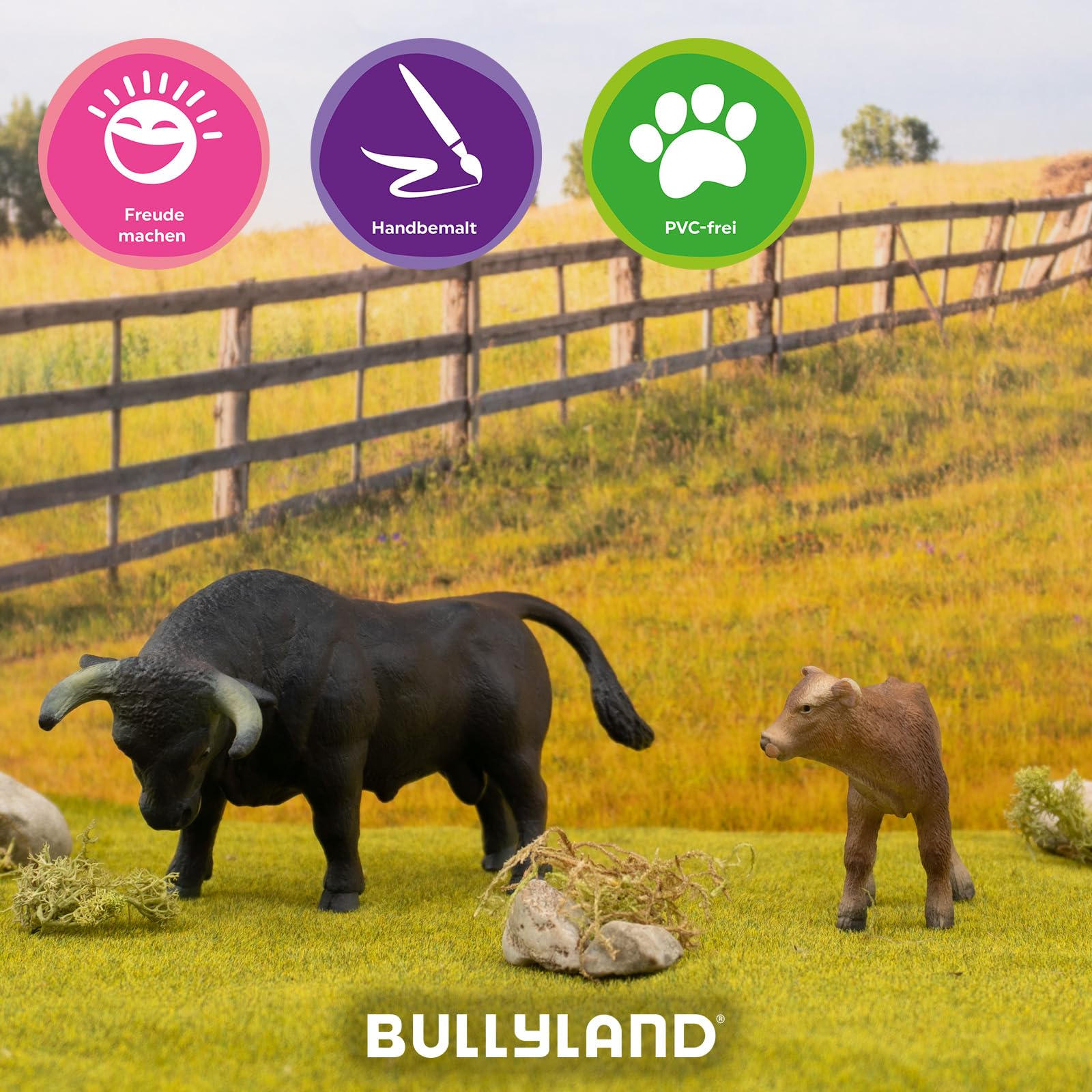 Bullyland 62567 - figurka do zabawy czarny byk Manolo, ok. 15,5 cm duża figurka zwierzęcia, wierna w szczegółach, bez PCW, idealna jako figurka na tort i mały prezent dla dzieci od 3 lat
