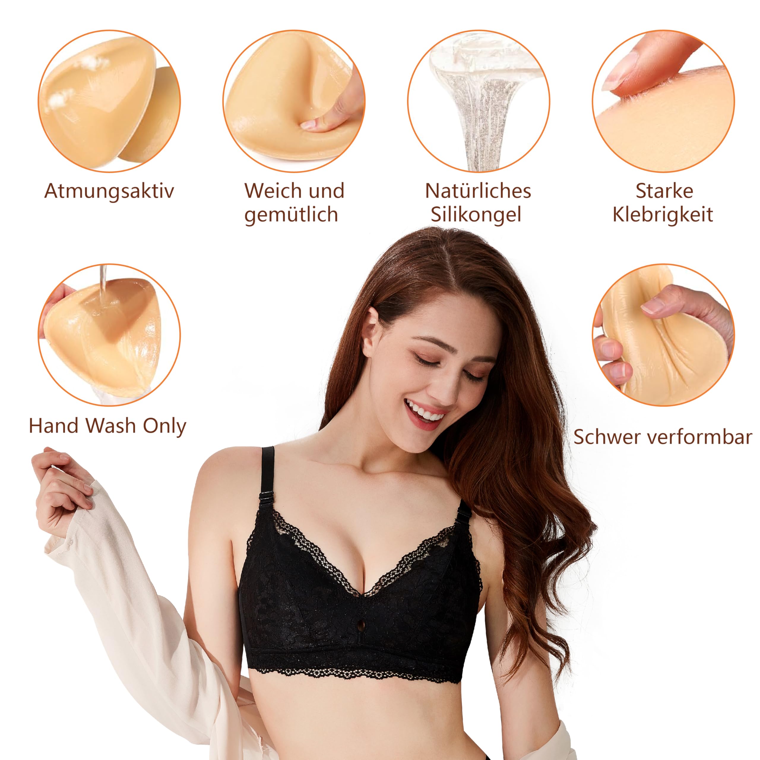 Push Up Pads, 1 paio di cuscinetti push up autoadesivi, reggiseno senza spalline, reggiseno push up pad, cuscinetti adesivi per reggiseno, reggiseni autoadesivi, 2 in 1, reggiseno, resistente