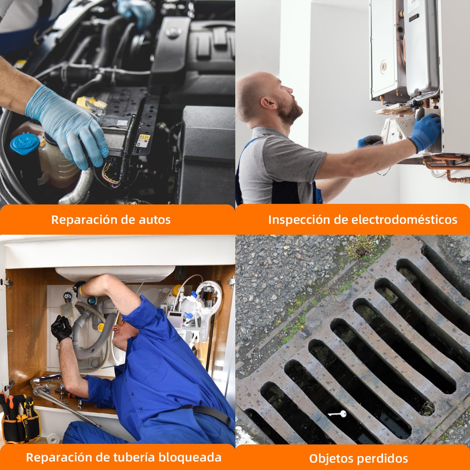 Cámara Endoscópica con Pantalla IPS 4.3" 1920P HD, Endoscopio Camara de Inspeccion Impermeable IP67 con 8 Luces LED Cable Semi-Rígido 10M, Camara Inspeccion para Tuberías, Automóviles, Hogar