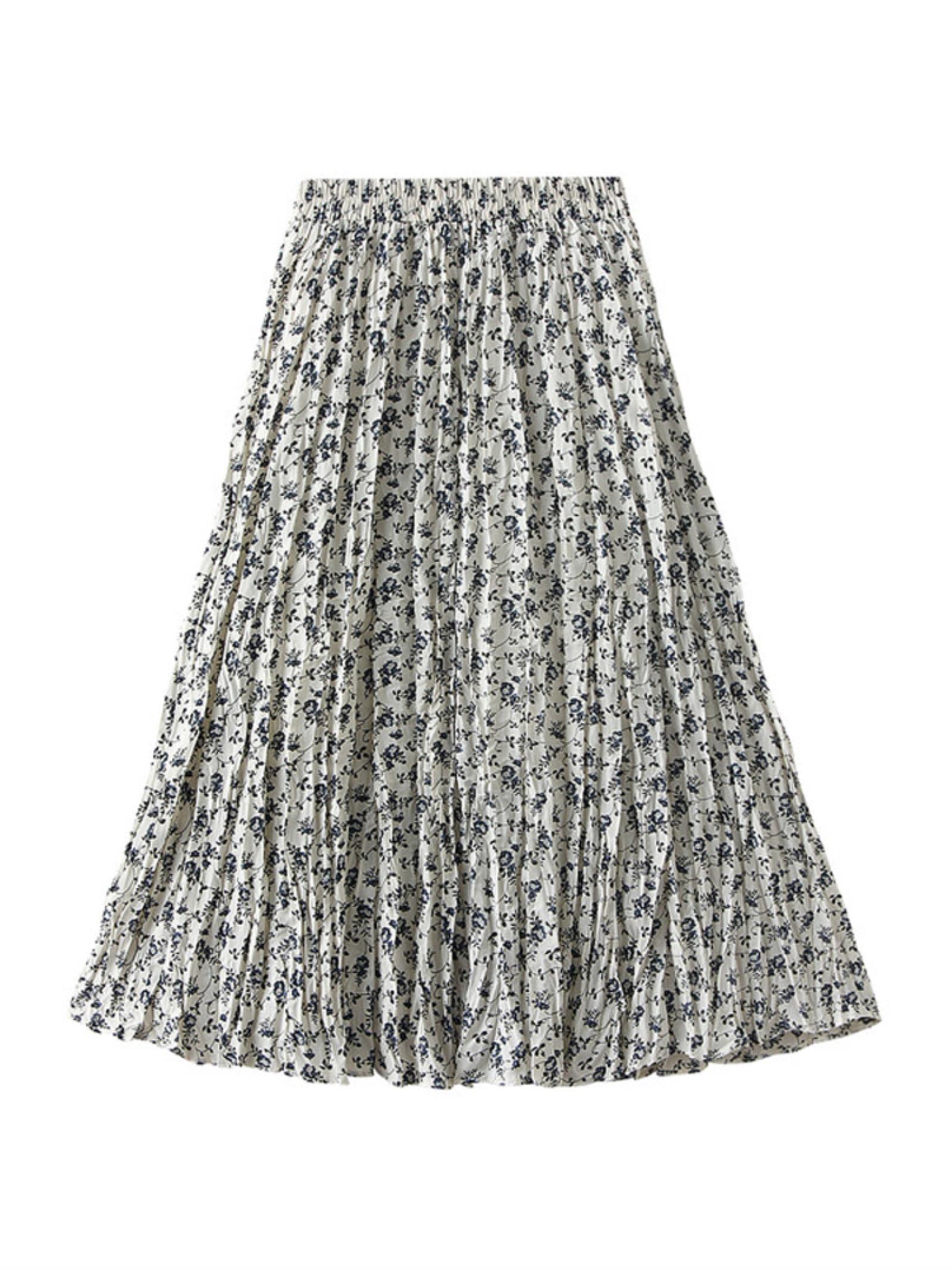 Gonna Gonna Floreale Stretch High Vita Gonna A-Line Chiffon Gonna Vintage Gonna A Pieghe da Donna