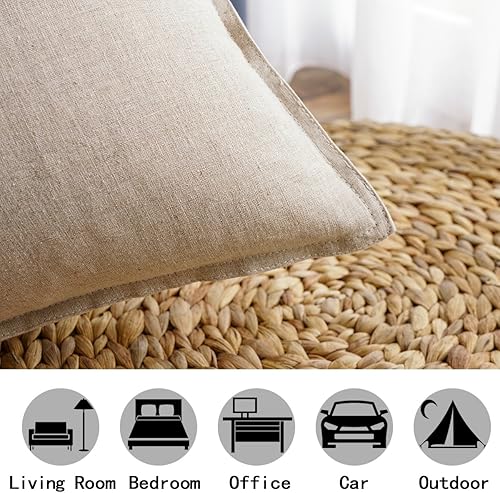 Miniatura 2 de Jeanerlor Juego de fundas decorativas de cojín lumbar de lino y algodón de 12 x 20 pulgadas (30 x 50 cm), con doble puntada en el borde, para el Día