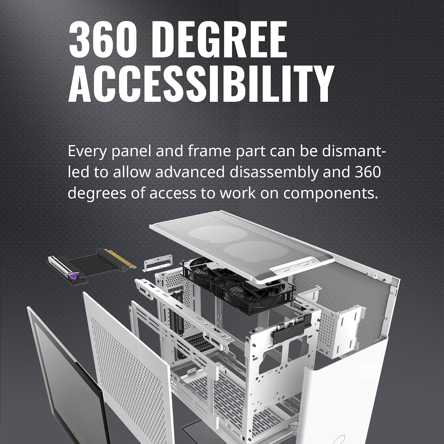 Cooler Master MasterBox NR200P Mini ITX Computer Case - Tempered Glass Side Panel, Superior Cooling Options, Vertical GPU display, Tool-Free 360 Degree Accessibility - White - Image 4