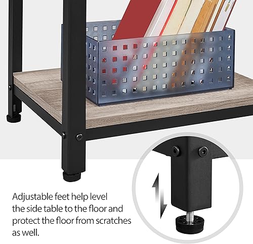 Miniatura 22 de Yaheetech Juego de 2 mesas auxiliares altas de 16 x 12 x 29.5 pulgadas con estantes de madera fuertes, 2 mesas telefónicas delgadas de 3 niveles con