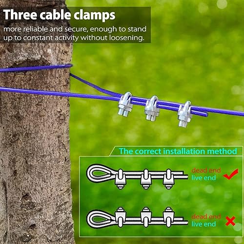 Miniatura 5 de Sistema patentado de amarre para perros resistentes con cremallera para perros pequeños a grandes, cable aéreo de 75 pies con cable de 10 pies y 2