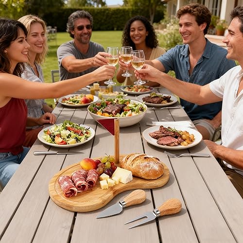 Miniatura 7 de Juego de regalo de tabla de queso de golf, tabla de cortar de madera con cuchillos y bolsas de queso, premios de fiesta de golf, tabla de