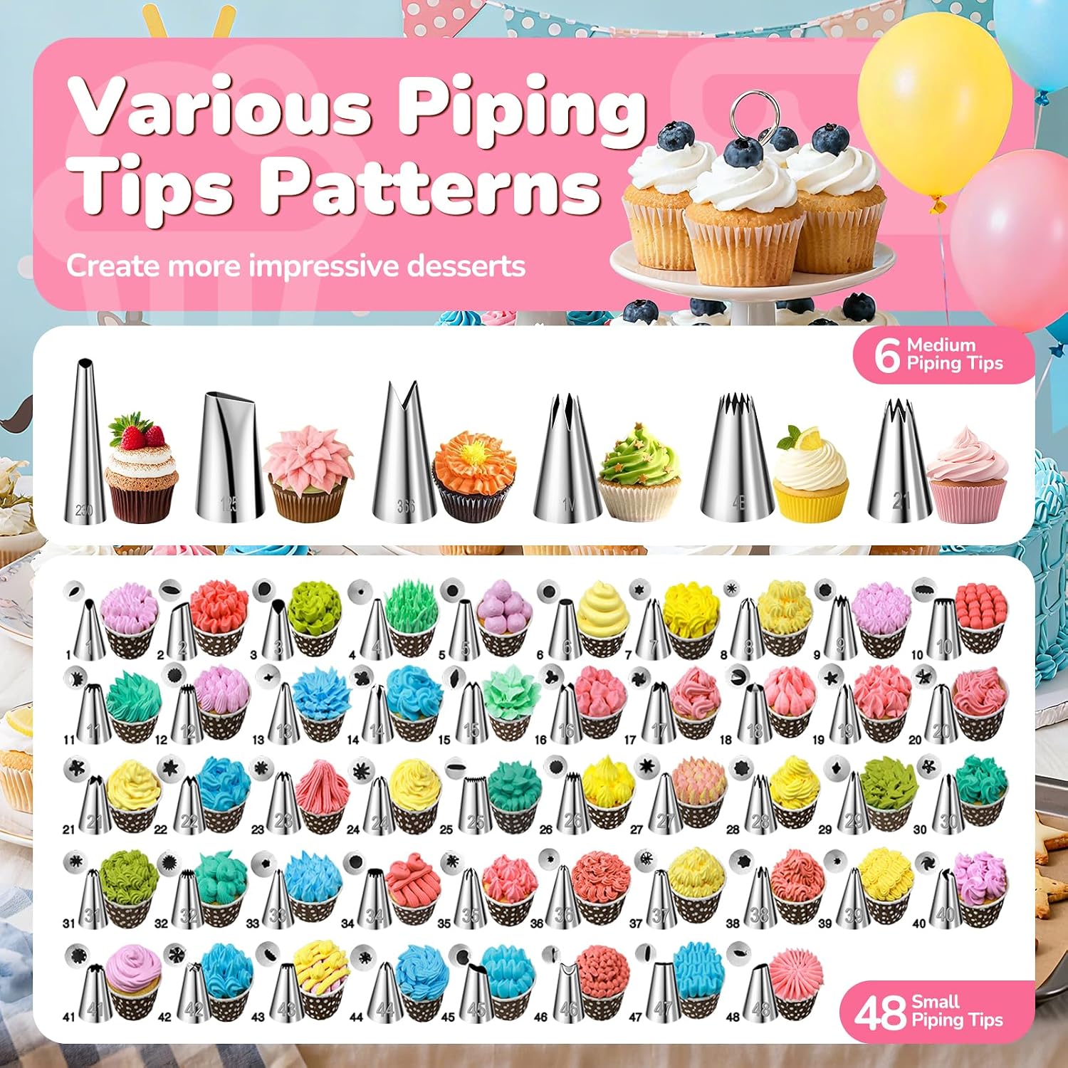 Condition photo showing New/Like New for cake decorating tools supplies kit: 164pcs baking accessories, dessert piping syringe and icing tips set - puffs cupcake frosting piping bakery set for adults beginners or professional, pink light pink