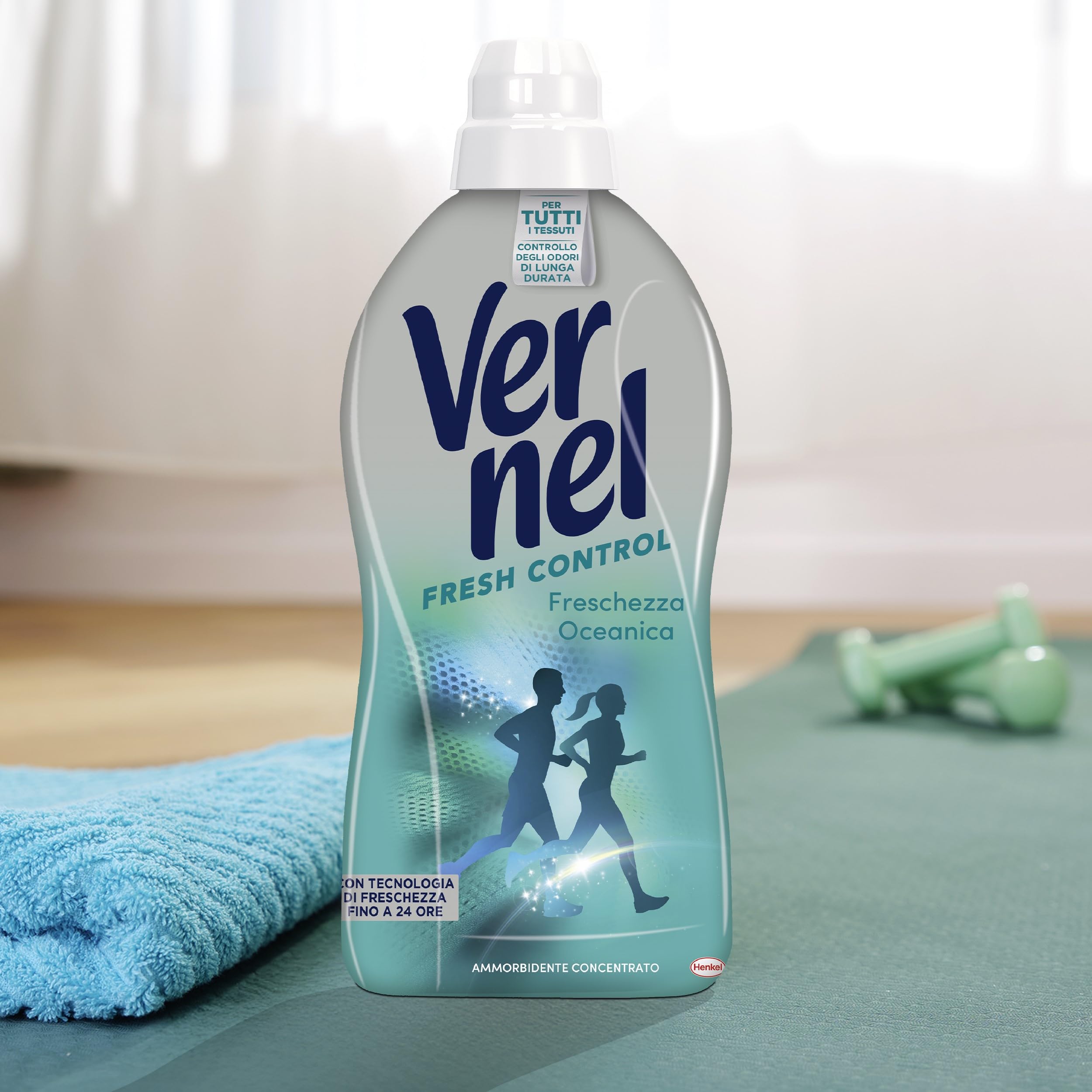 Ammorbidente Concentrato Vernel Fresh Control Freschezza Oceanica (10 x 48 lavaggi), Ammorbidente Concentrato per Tutti i Tessuti, con Controllo degli Odori di Lunga Durata