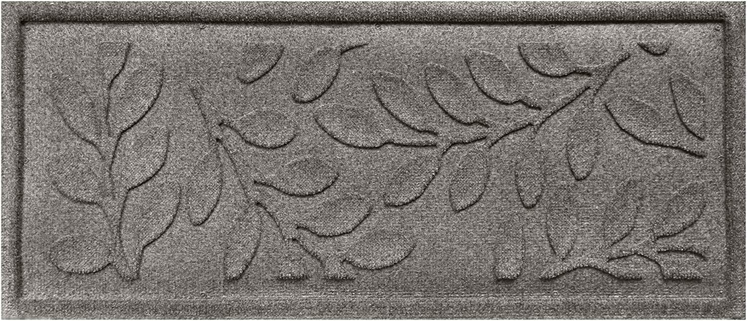 Bungalow Flooring Waterhog Indoor/Outdoor Boot Tray, 15 by 36 inches, Made in USA, Skid Resistant, Easy to Clean, Catches Water and Debris, Brittney Leaf Pattern, Medium Grey