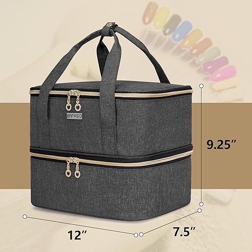 Miniatura 6 de BAFASO Almacenamiento de esmalte de uñas con capacidad para 40 botellas (0.5 onzas líquidas) y una lámpara de uñas, estuche de transporte de esmalte