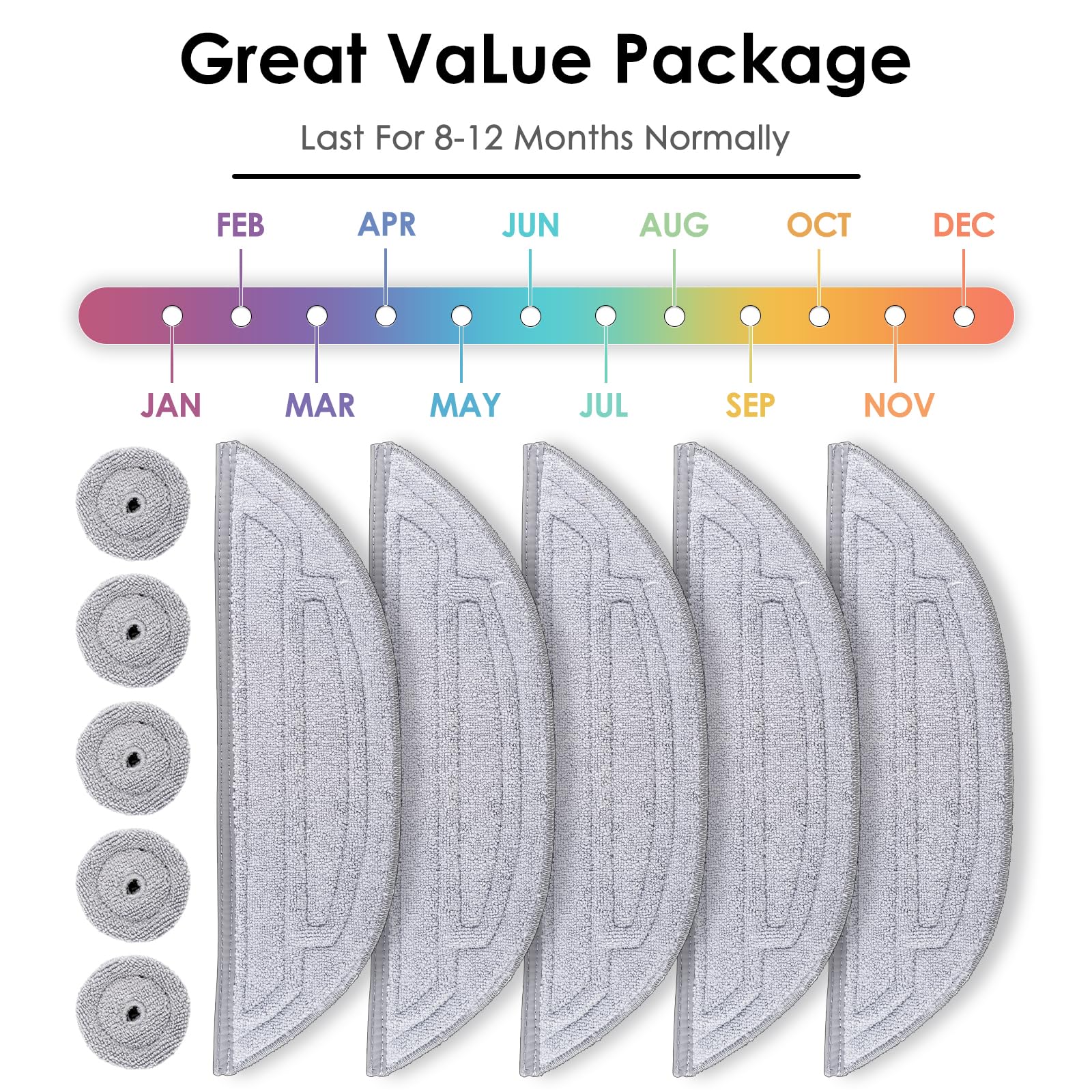 Hometimes Lot De 6 Serpillères De Rechange En Microfibre Pour Robot Aspirateur Roborock S8 MaxV Ultra Réutilisables Accessoires Recharge Pour Tous Les Sols Et Surfaces