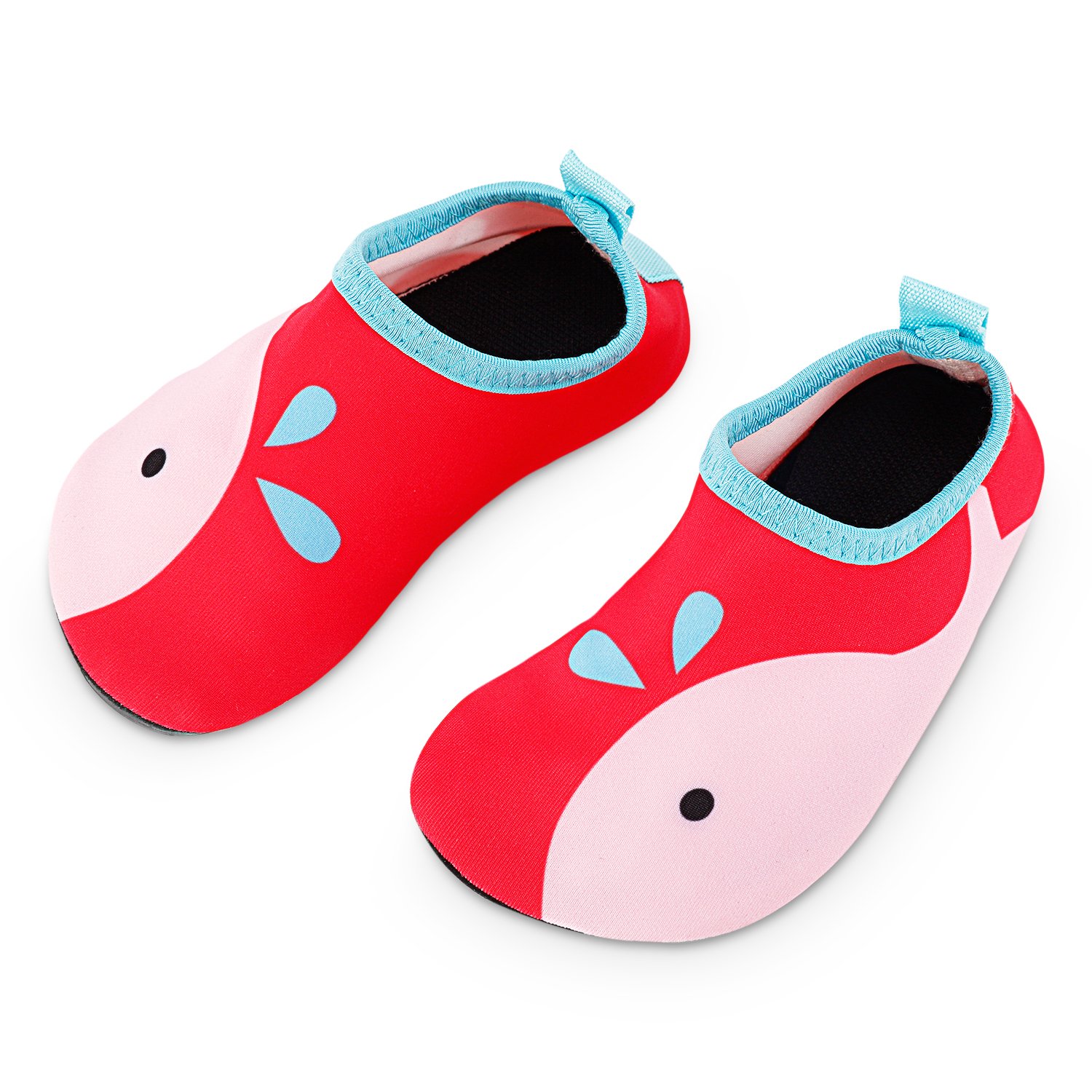 Bigib Toddler Kids Swim Water Shoes Quick Dry Non-Slip Water Skin Barefoot Sports Shoes Aqua Socks for Boys Girls Toddler, Red Whale, 6 Toddler