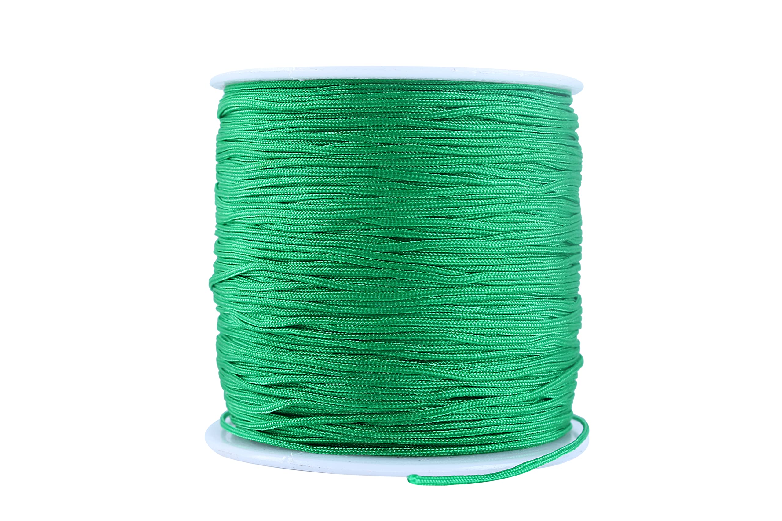 KONMAY 1 Roll 0.8mm Braided Nylon Beading Cord,Trim Thread for Chinese Knotting, Kumihimo, Beading, Macramé, Jewelry Making, Sewing, Kelly Green