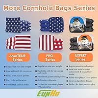 Vista 7 de EunHo Cornhole Bags Regulation Dual Sided Set of 8, Professional Cornhole Bean Bags Slick & Sticky Side Bags with Carry Bag