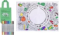 Vista 1 de eatsleepdoodle Mantel individual de frutas y verduras en su propia bolsa de algodón para colorear, cuenta con un divertido mantel individual