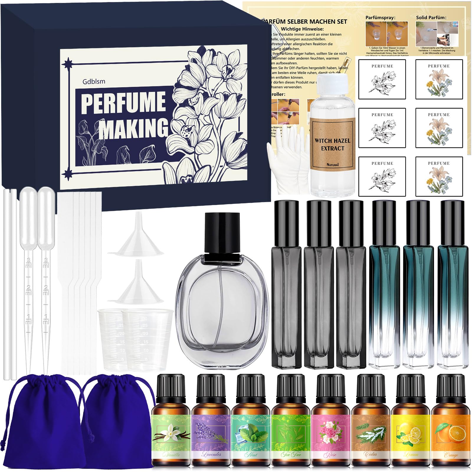Parfüm Selber Machen Set für Herren DIY Eau de Cologne Herstellungsset mit ätherischen Ölen
