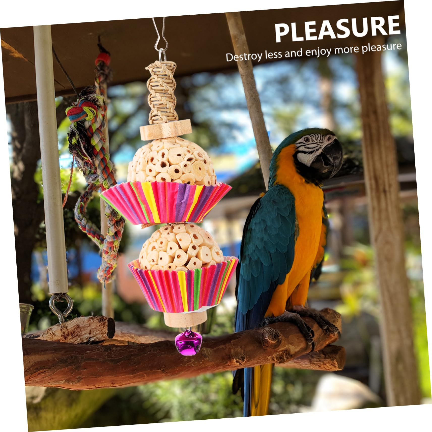 Happyyami Oiseau Jouet Perroquet Perroquets Jouets Suspendus À Mâcher pour Oiseau en Bois s pour Oiseaux Perroquet À Mâcher Suspendu s pour Oiseaux Cage pour