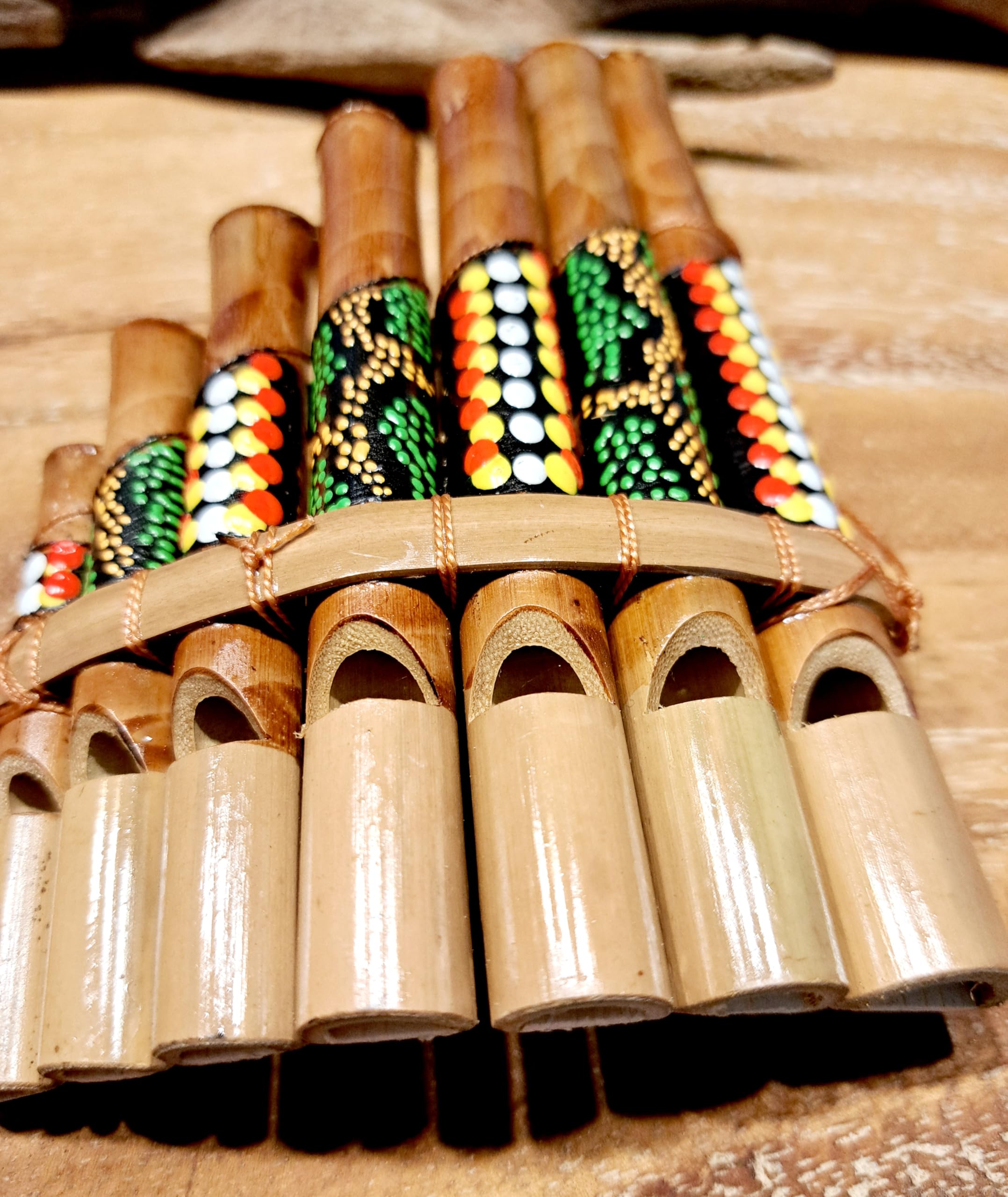Flûte de pan en bambou Instrument de musique bois Artisanale 7 tubes