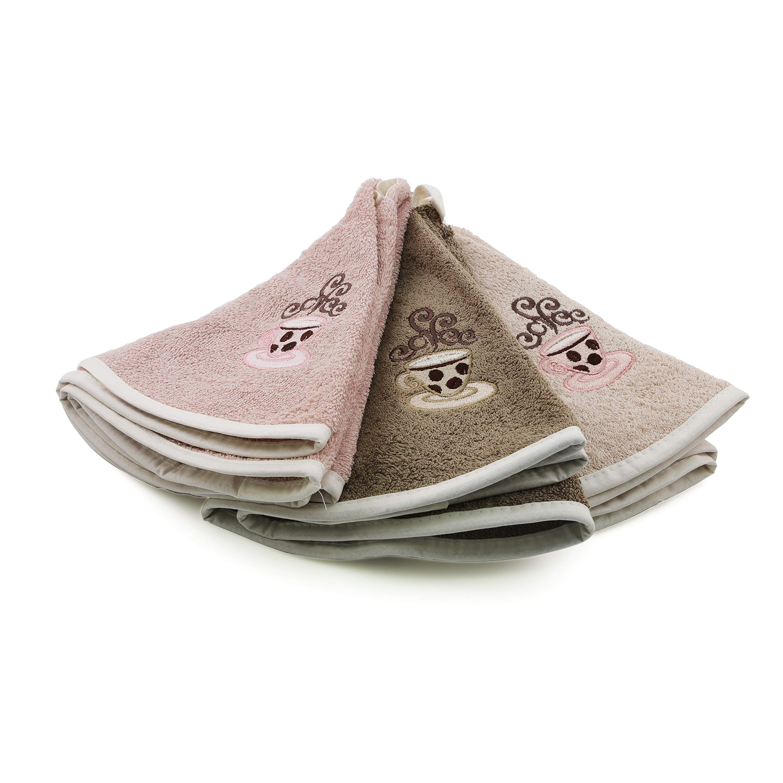 3 Pieces Soft Absorbent Round Kitchen Towel 100% Cotton 3 Colours Width 50 cm