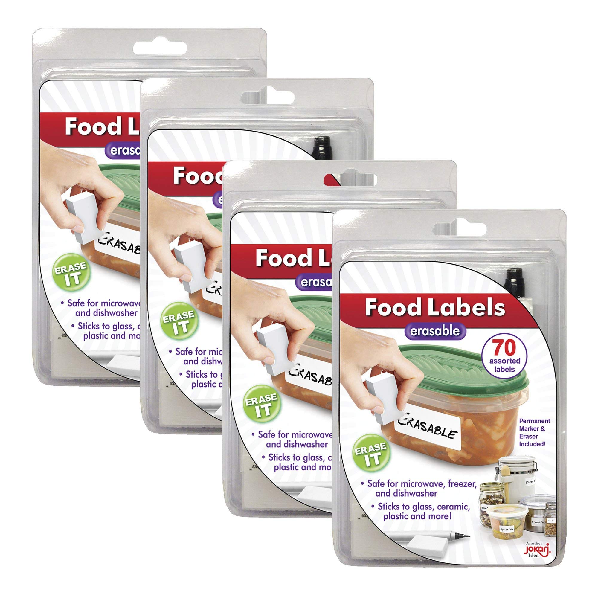 JokariErasable Food Labels 4-Pack Refill, Reusable Label Multi-Color, Freezer, Microwave & Dishwasher Safe Kitchen Tool for All-Purpose Meal Organization