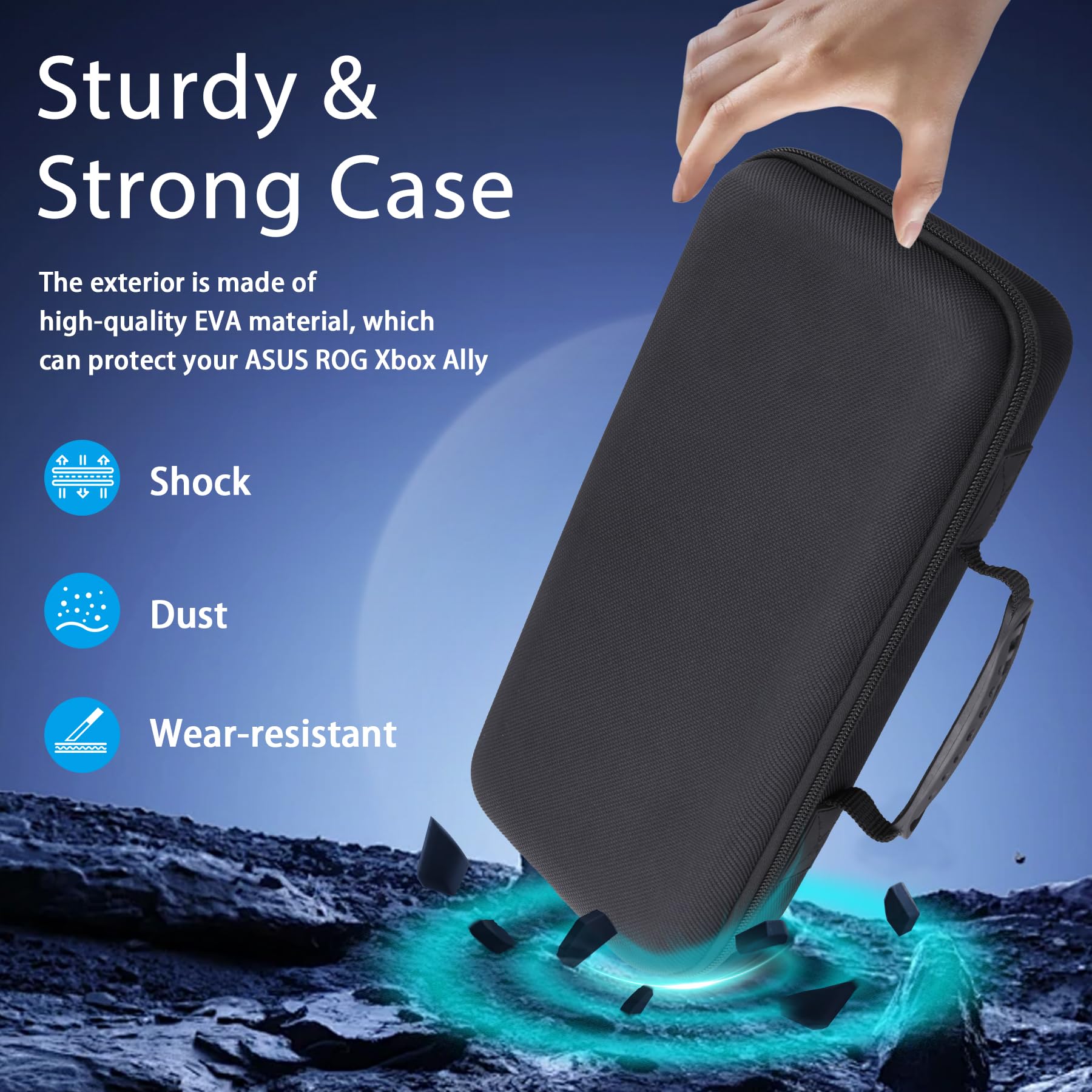 co2CREA Dur Étui de Voyage Rigide Housse Cas Coque pour ASUS Rog Ally/ASUS Rog Ally x 2024 Gaming et Ses Accessoires(boîte Seule,Case Only)