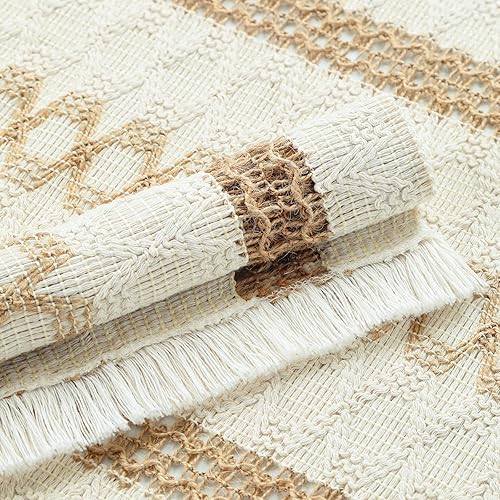 Miniatura 8 de YANGQIHOME Juego de 6 manteles individuales bohemios, tejidos rústicos para decoración de mesa de comedor, manteles individuales trenzados hechos a