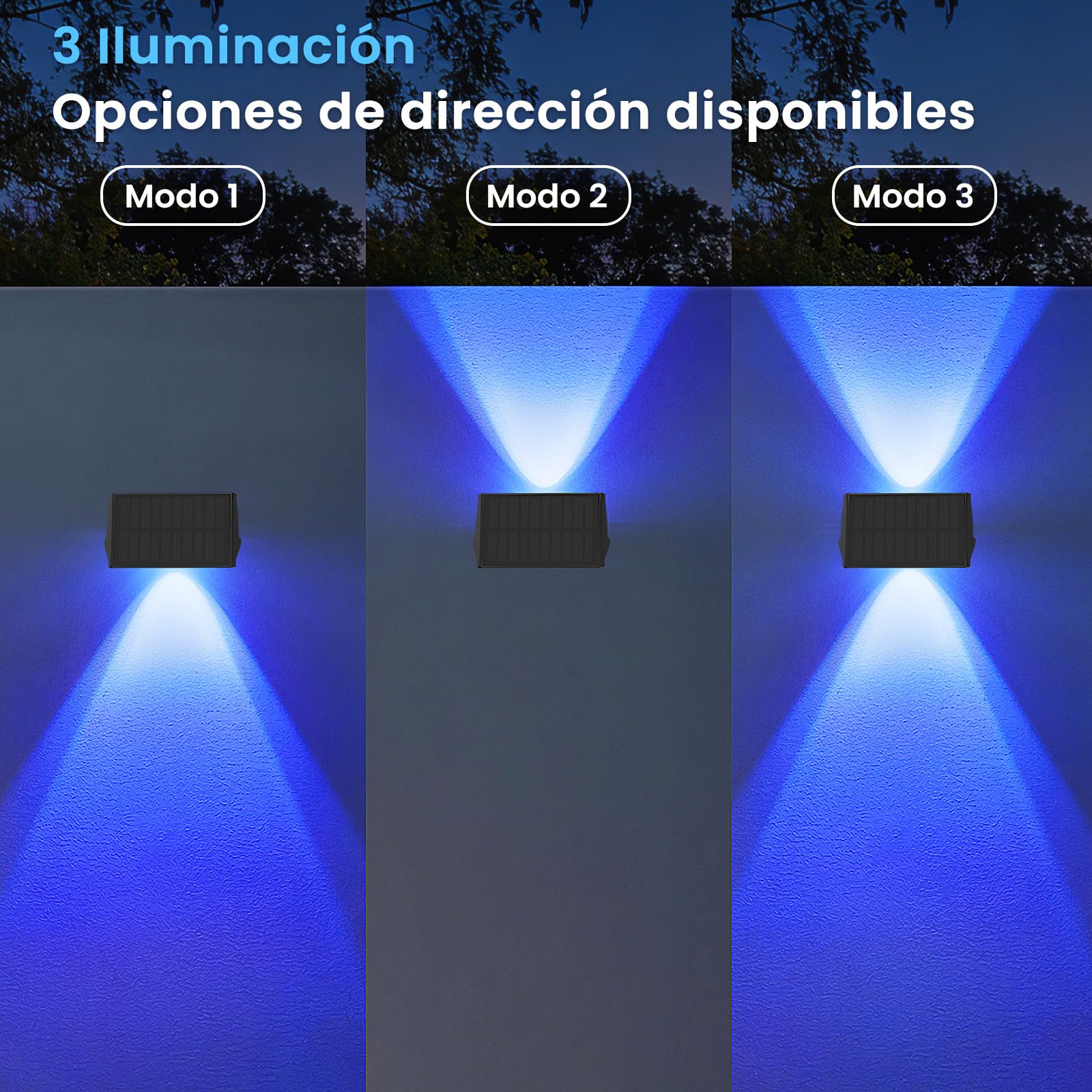 Aplique Solar Exterior,Luz Solares Exteriores Arriba Y Abajo,IP67 Impermeable, Luces Solares Led Exterior Jardin, Para Patio Cubierta Valla 10 Pack Blanco CáLido