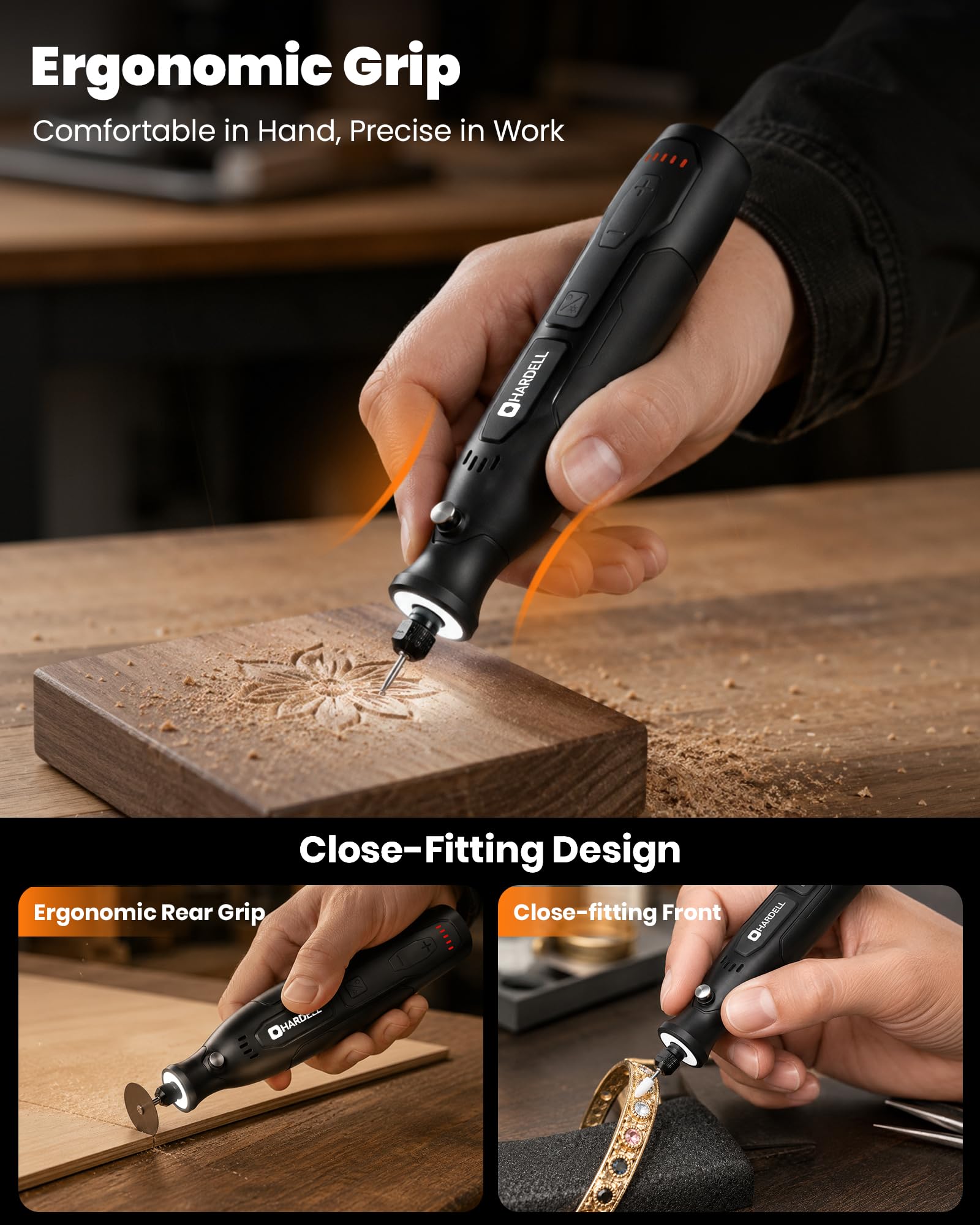 Kit d'outils rotatifs sans fil 4 V 5 vitesses Mini outil de gravure avec lumière LED
