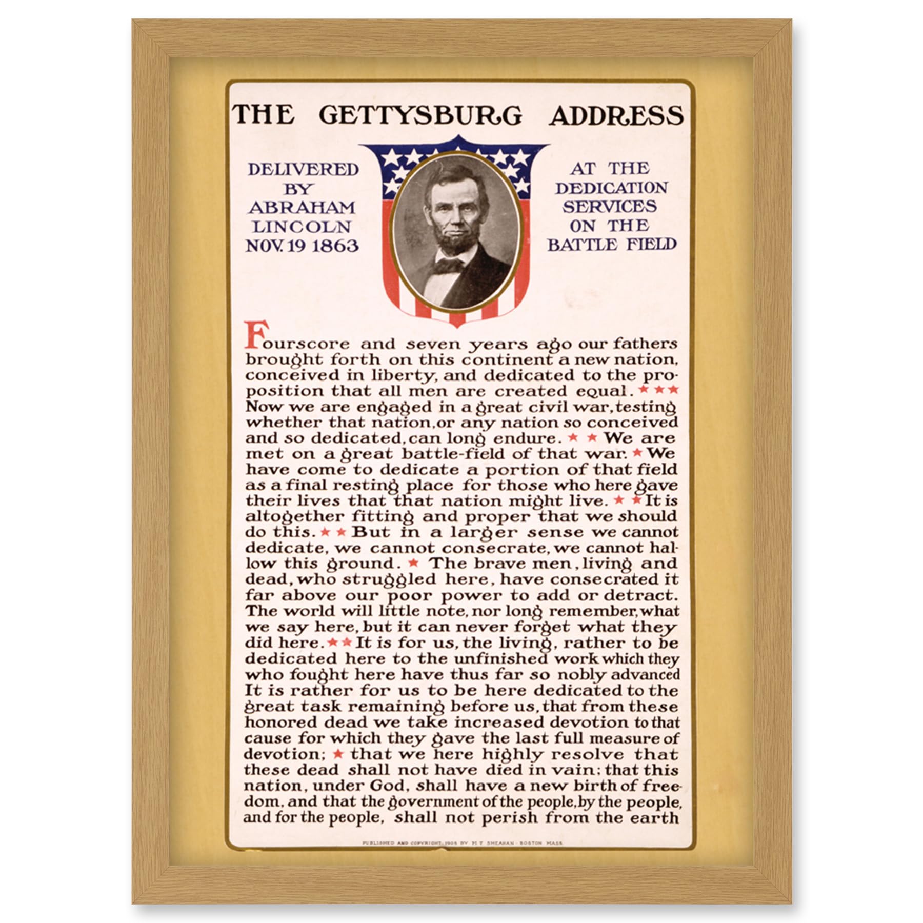 Artery8 War US Civil President Abraham Lincoln Gettysburg Address A4 Artwork Framed Wall Art Print