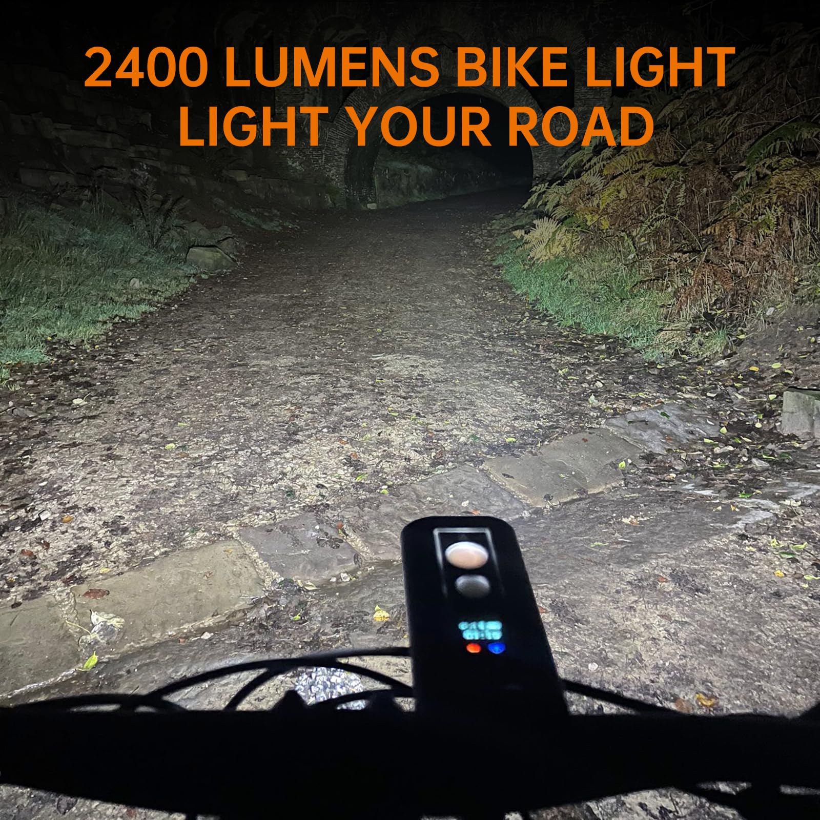 RAVEMEN 2400 Lumen Feu Avant de vélo, PR 2400 Faisceau Anti-éblouissement avec télécommande sans Fil, Affichage de l'autonomie OLED Type-C IPX8 étanche pour Le vélo de Route/VTT