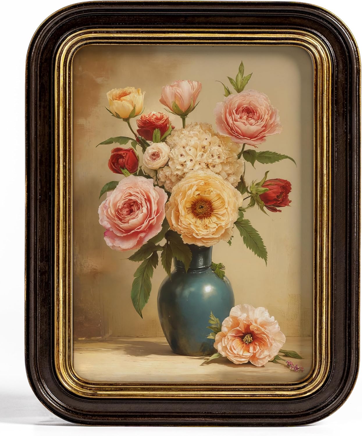 Sonefreiy Vintage 5x7 Picture Frame Antique Dark Brown Gold Photo Frame Resin Hand-Crafted Picture Frames Curved Living Room Decor Wall and Tabletop Gift for Family Grandma Mom