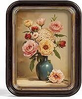Sonefreiy Vintage 5x7 Picture Frame - Handcrafted Resin Antique Dark Brown Gold, Curved Wall Tabletop Decor & Family Gift
