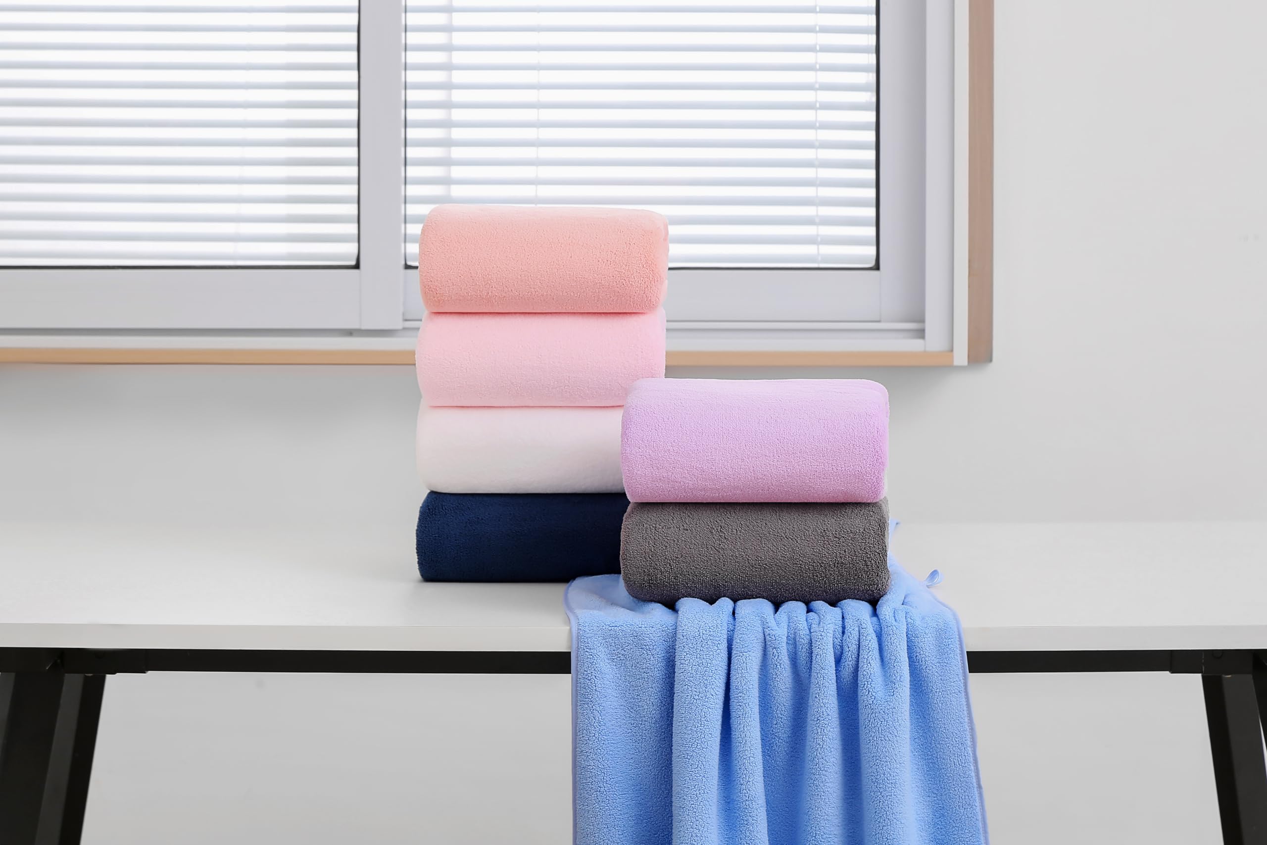 Aibaser Toalla de baño (microfibra, rosa, 71 x 142 cm)
