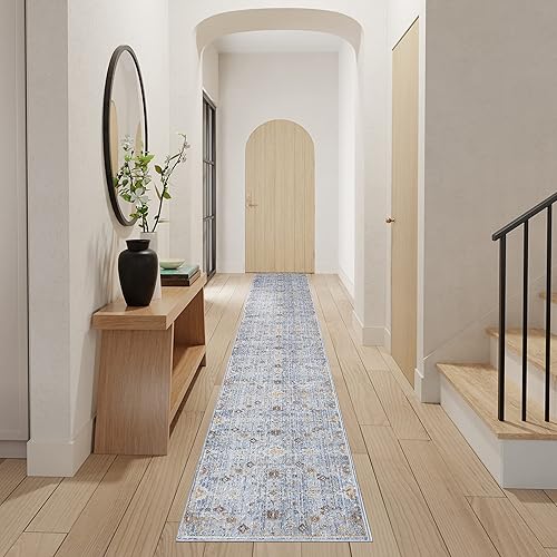 Nourison Timeless Classics - Alfombra tradicional azul marfil de 8 pies 6 pulgadas x 11 pies 4 pulgadas, fácil de limpiar, no se desprende, para